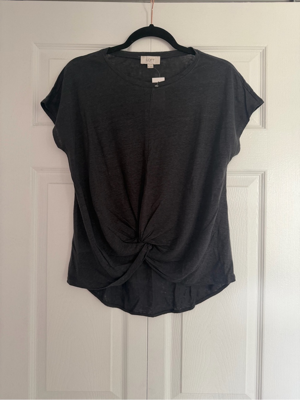 LOFT Black Twist-Knot Short Sleeve Tee